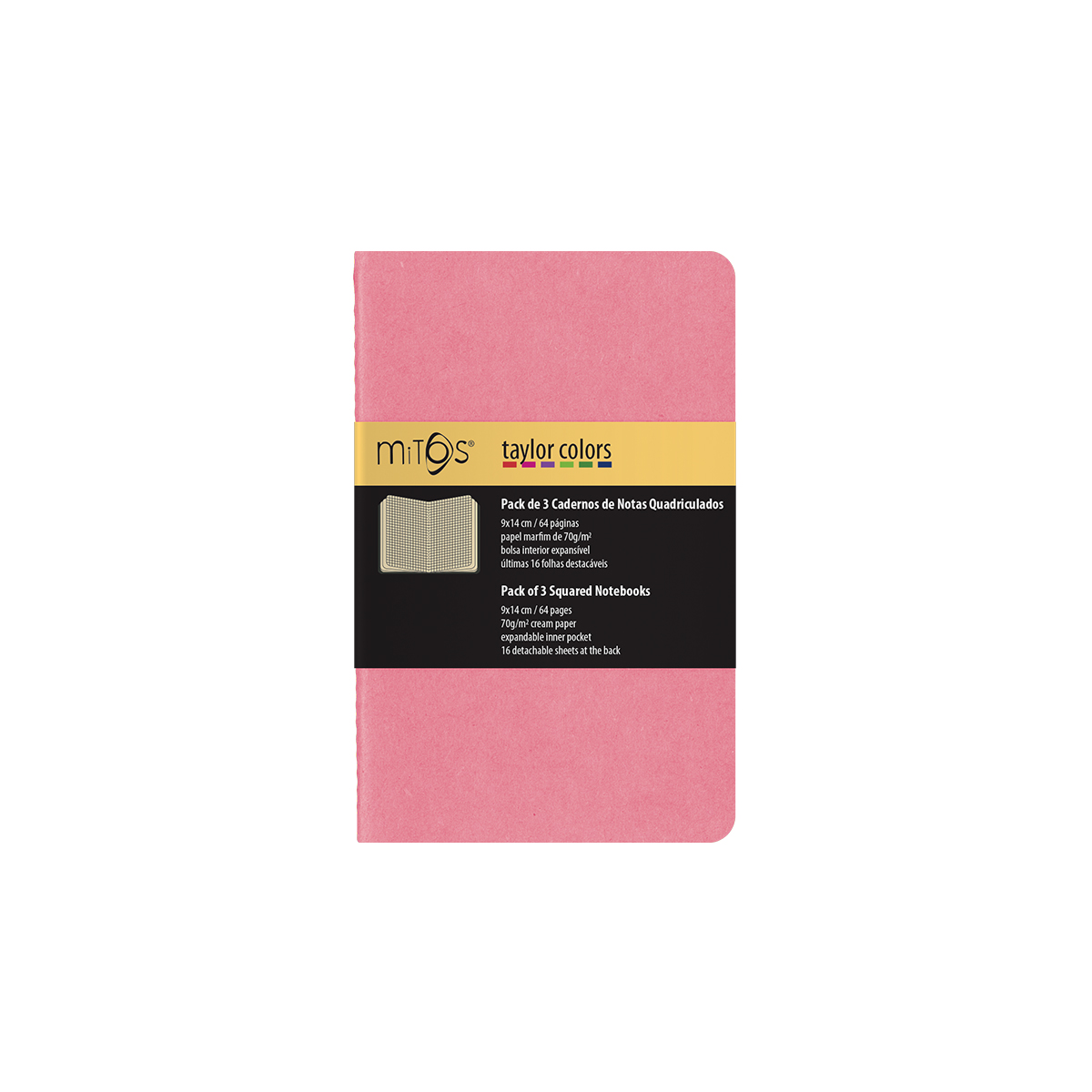 MITOS® TAYLOR-Pack3 Cadernos Notas Quadr.(9x14cm)64pag